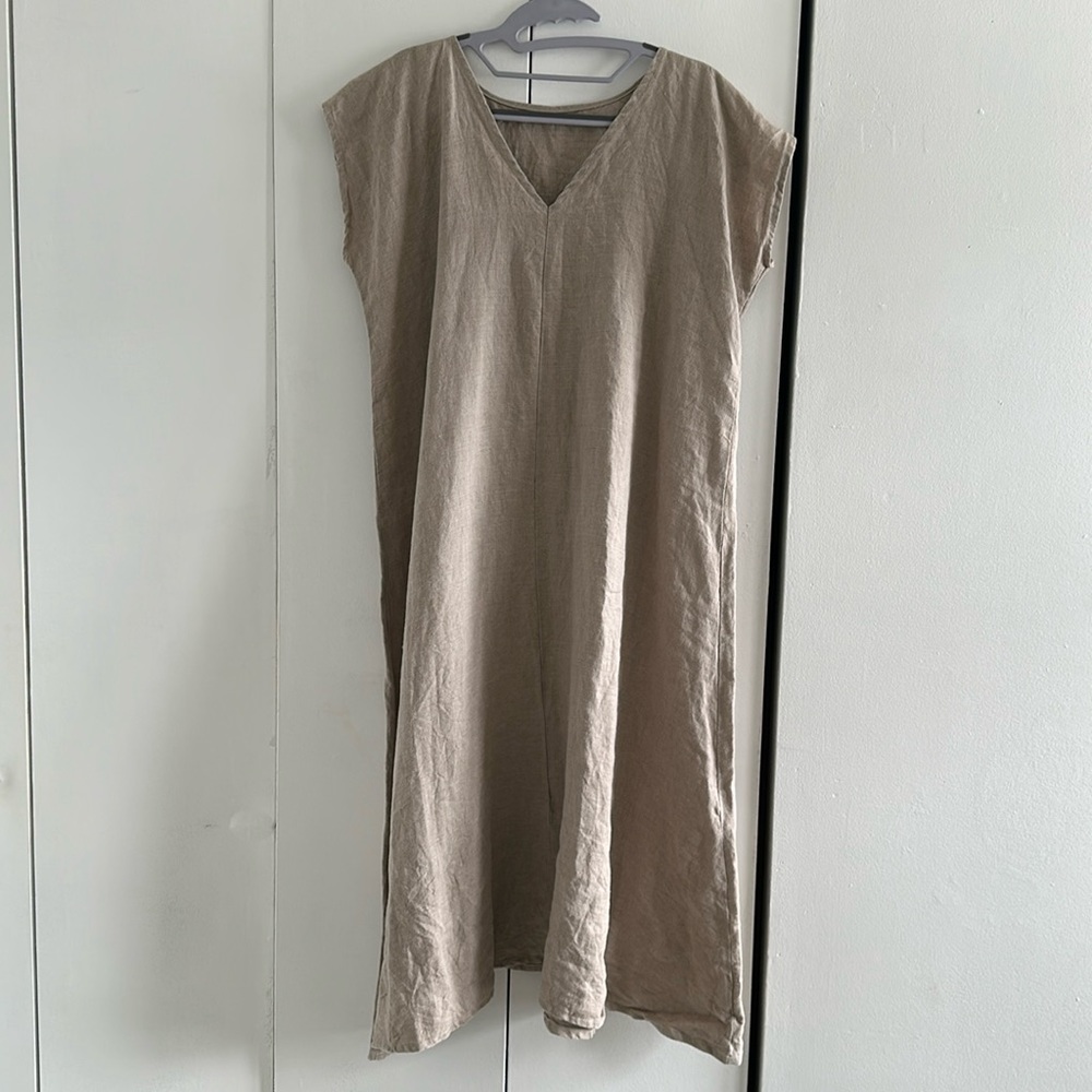 Handmade 100% linen slip on tunic dress